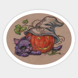 Kitty and Jackolantern Sticker